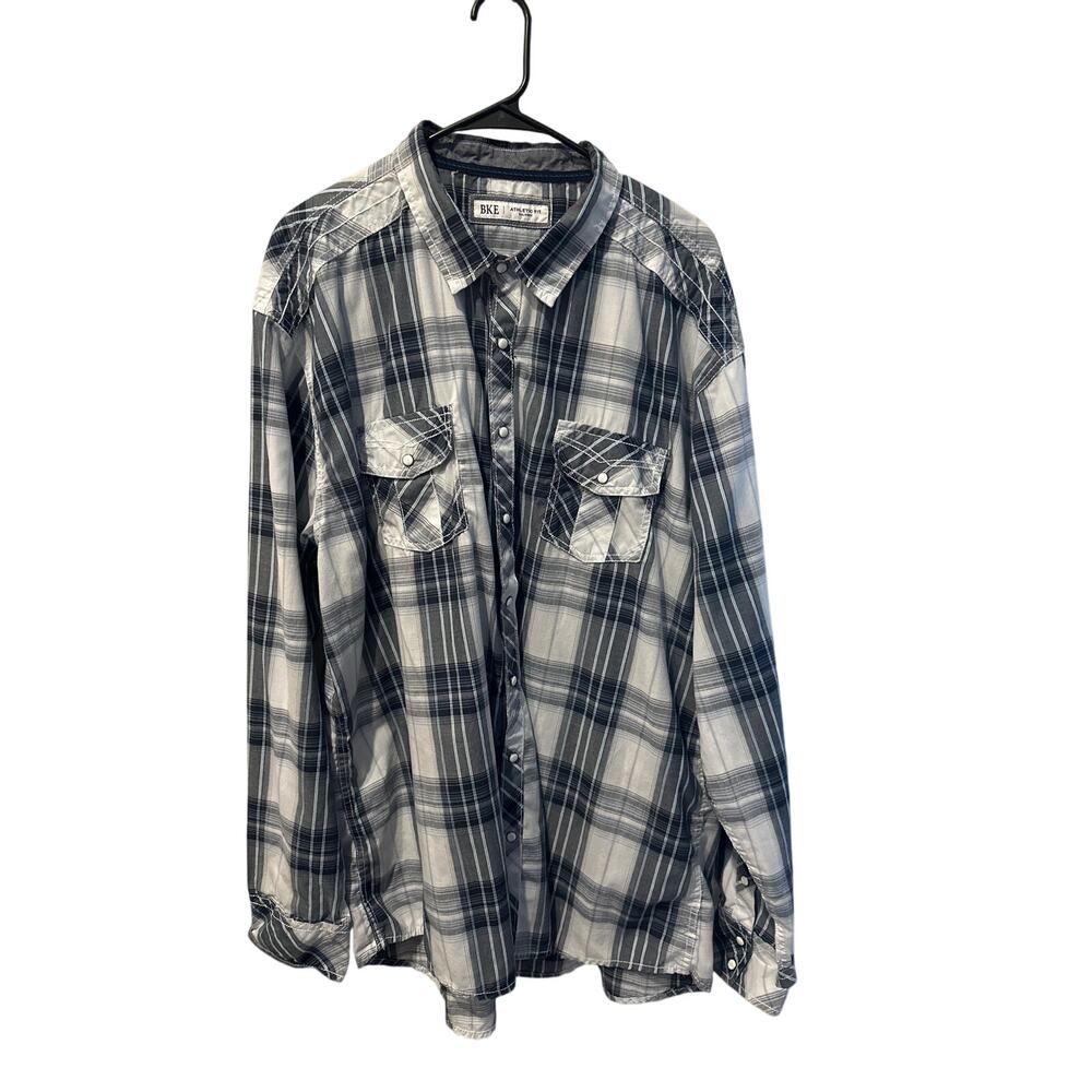 Men’s BKE Plaid Pearl Snap Western Shirt. Size 2XL